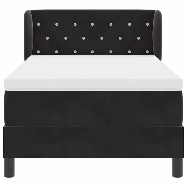Box spring seng med hovedgærde Sort 90 x 200 cm Fløjl