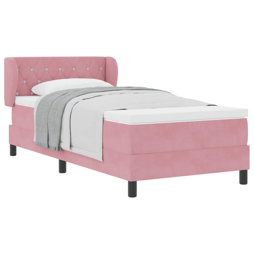 Box spring seng med hovedgærde Lyserød 90 x 200 cm Fløjl
