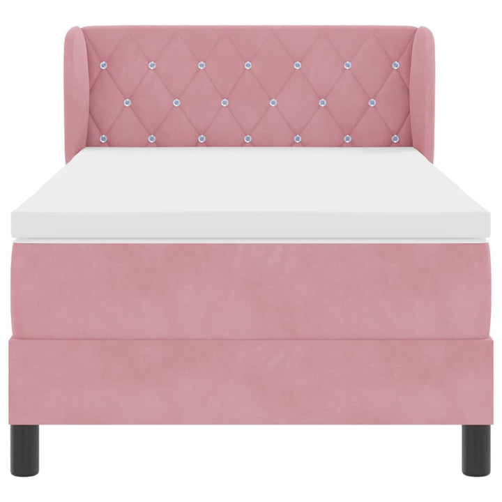 Box spring seng med hovedgærde Lyserød 90 x 200 cm Fløjl