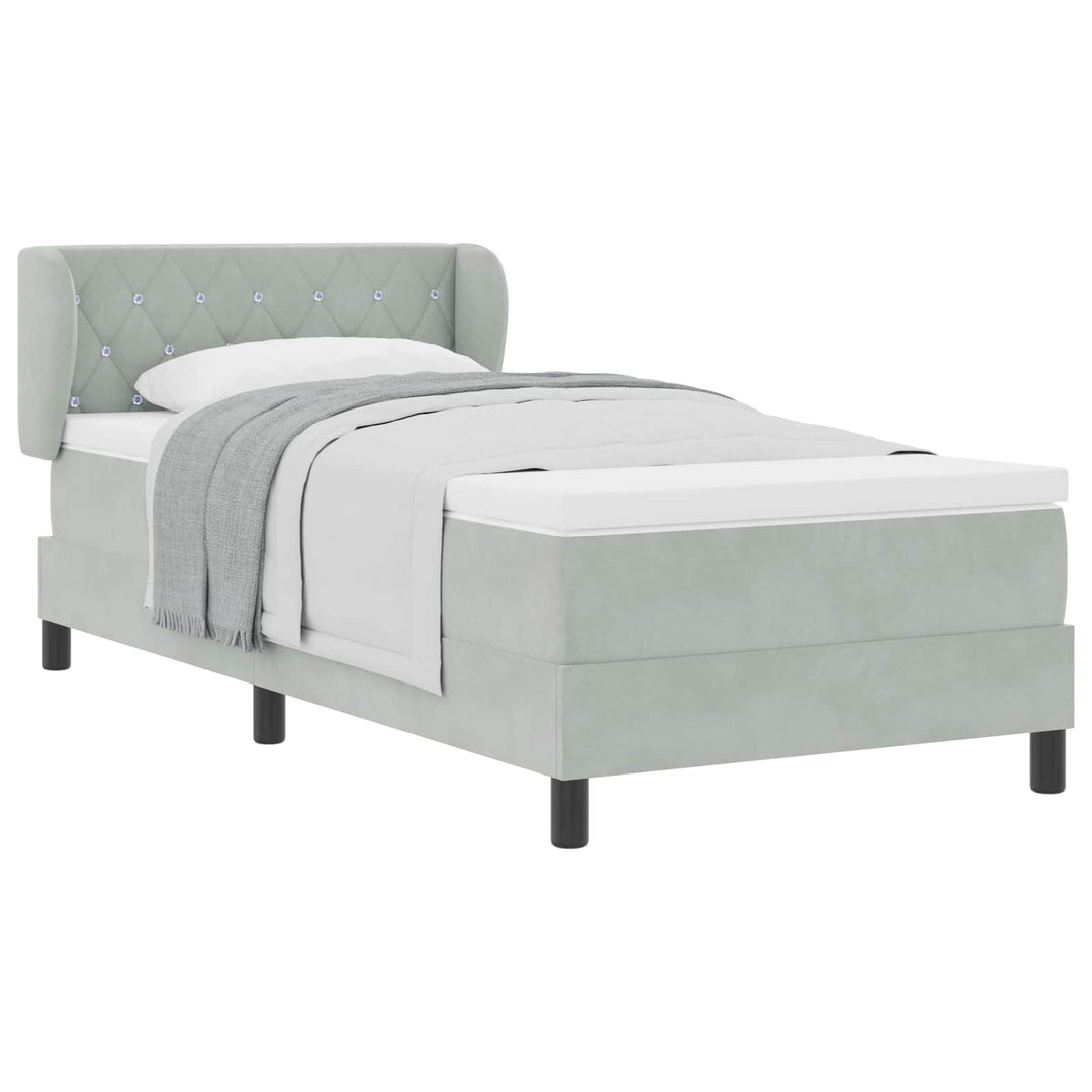 Box spring seng med hovedgærde Lysegrå 100 x 200 cm Fløjl