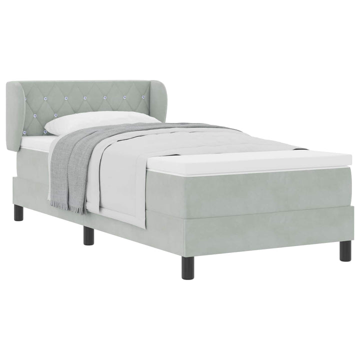 Box spring seng med hovedgærde Lysegrå 100 x 200 cm Fløjl