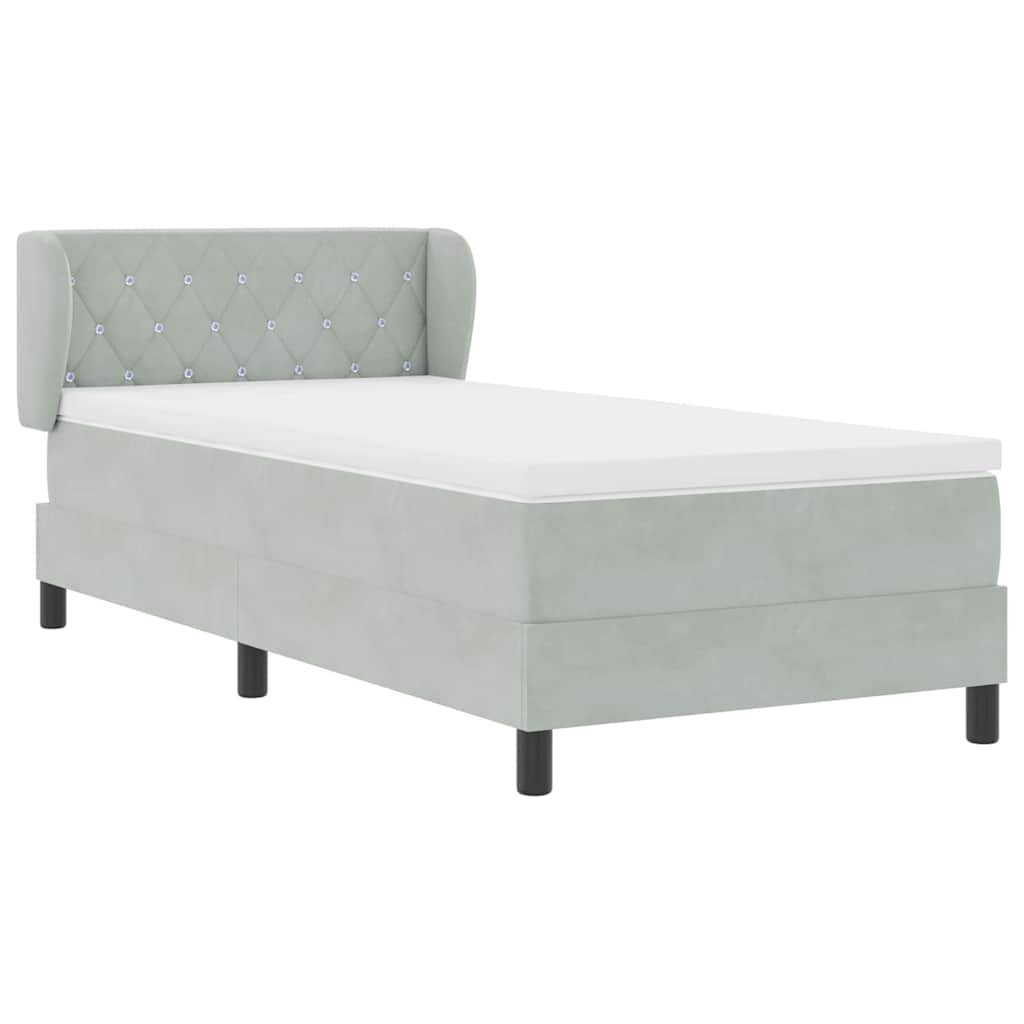 Box spring seng med hovedgærde Lysegrå 100 x 200 cm Fløjl