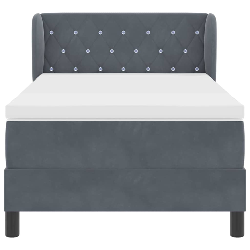 Box spring seng med madras Mørkegrå 100 x 200 cm Fløjl