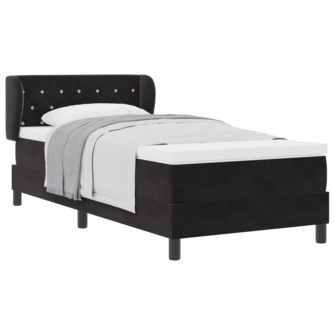 Box spring seng med hovedgærde Sort 100 x 200 cm Fløjl