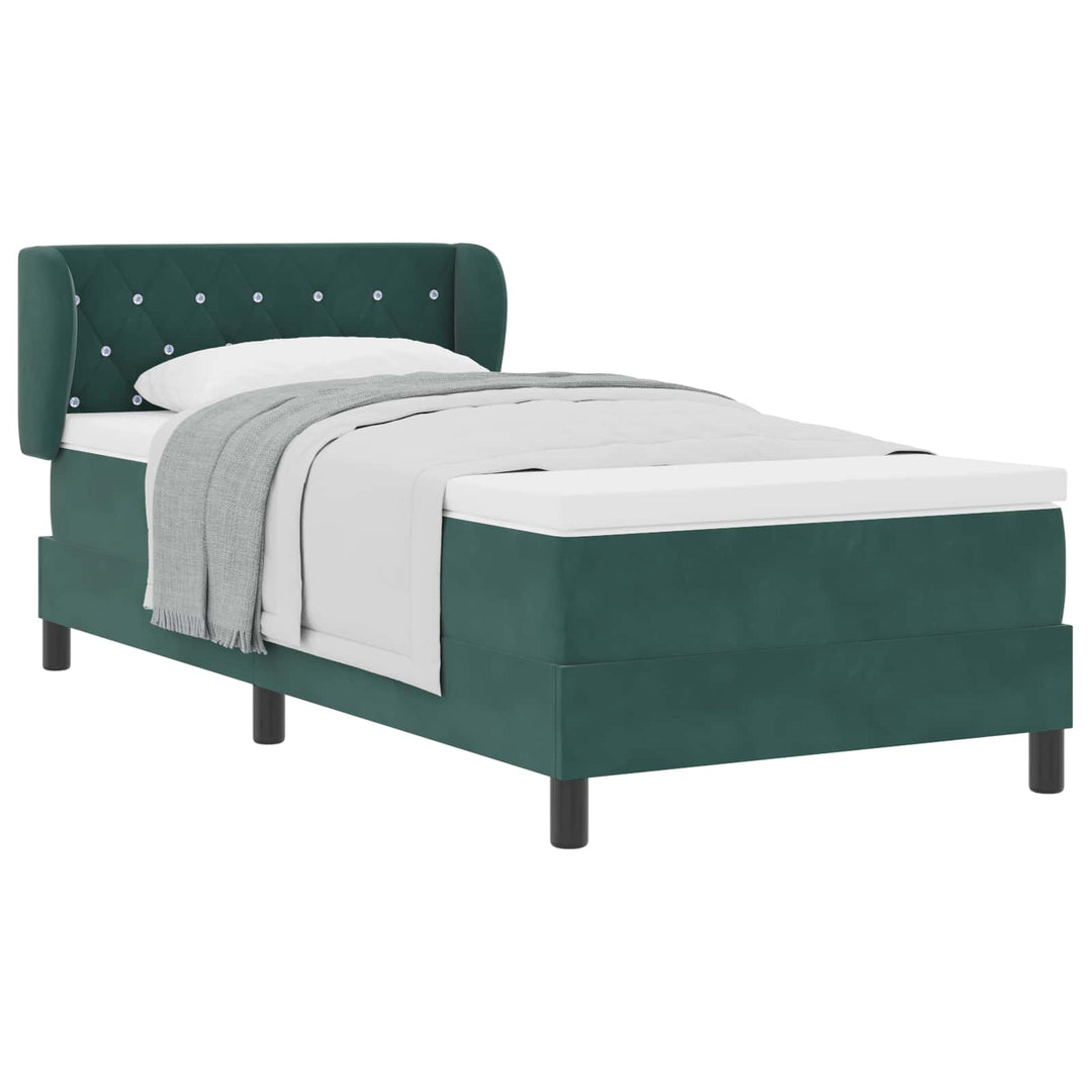 Box spring seng med hovedgærde Mørkegrøn 100 x 200 cm Fløjl