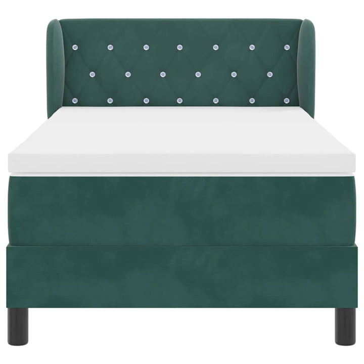 Box spring seng med hovedgærde Mørkegrøn 100 x 200 cm Fløjl