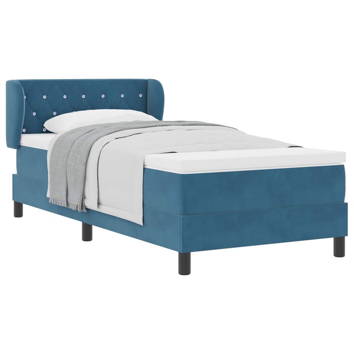 Box spring seng med hovedgærde Mørkeblå 100 x 200 cm Fløjl