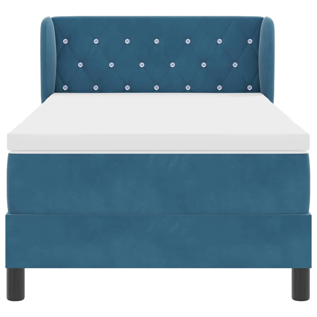 Box spring seng med hovedgærde Mørkeblå 100 x 200 cm Fløjl