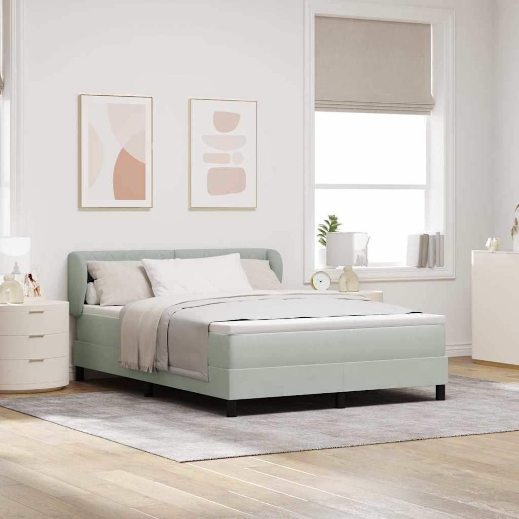 Box spring seng med hovedgærde Lysegrå 140 x 190 cm Fløjl