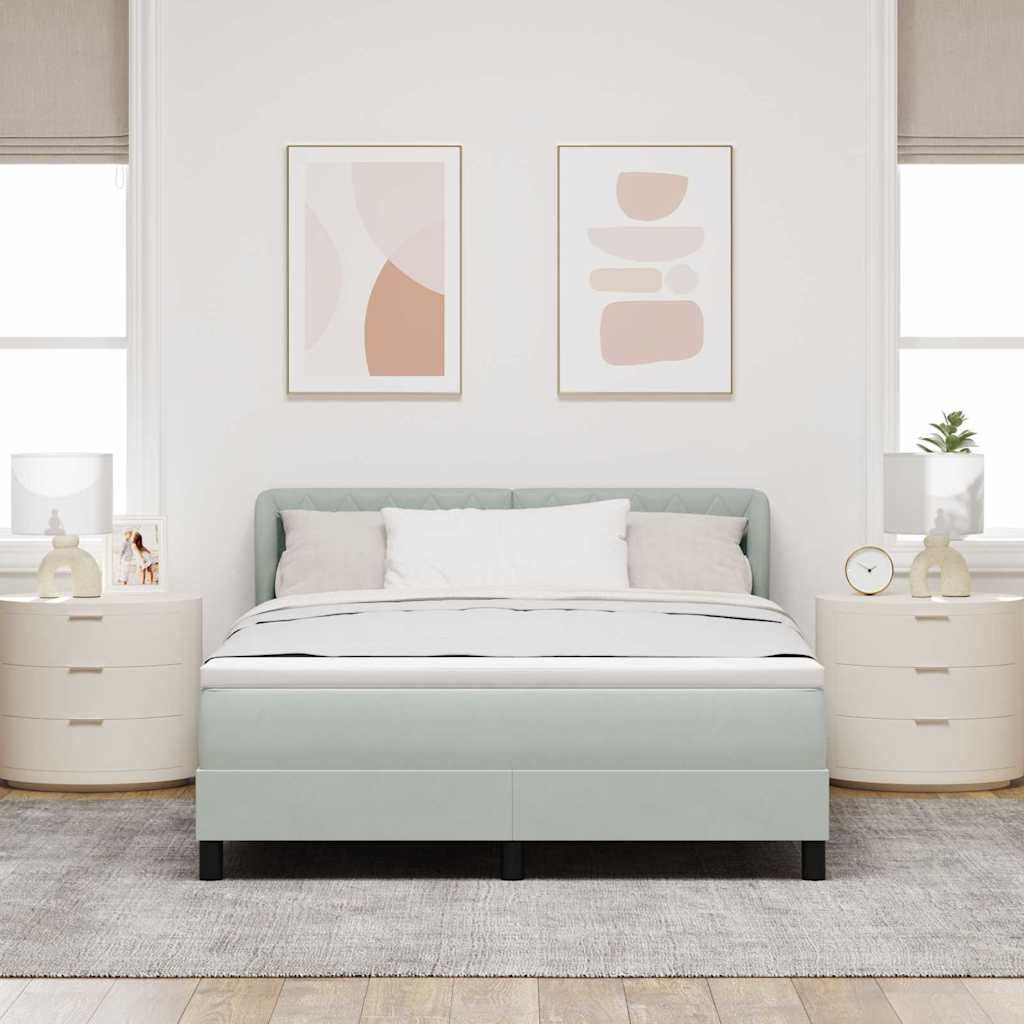 Box spring seng med hovedgærde Lysegrå 140 x 190 cm Fløjl