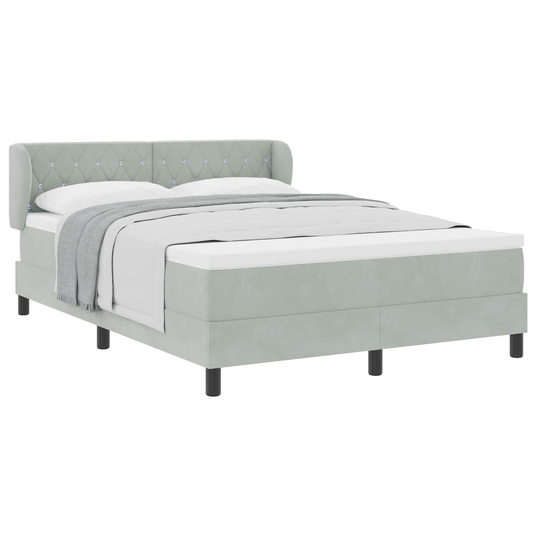 Box spring seng med hovedgærde Lysegrå 140 x 190 cm Fløjl