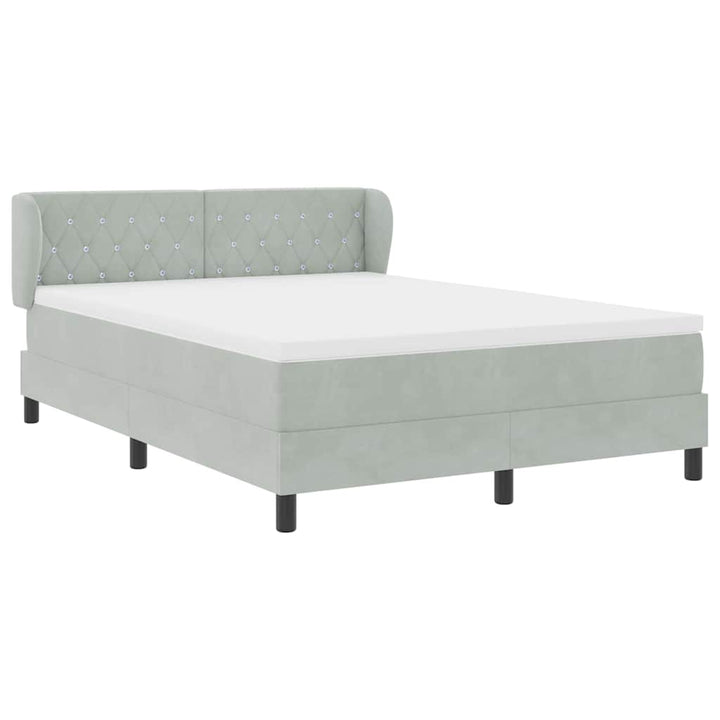 Box spring seng med hovedgærde Lysegrå 140 x 190 cm Fløjl