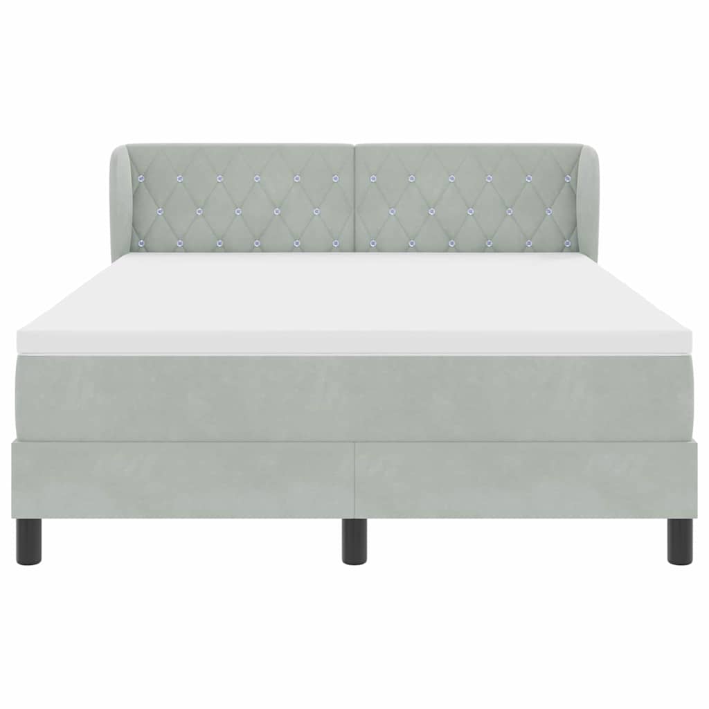 Box spring seng med hovedgærde Lysegrå 140 x 190 cm Fløjl