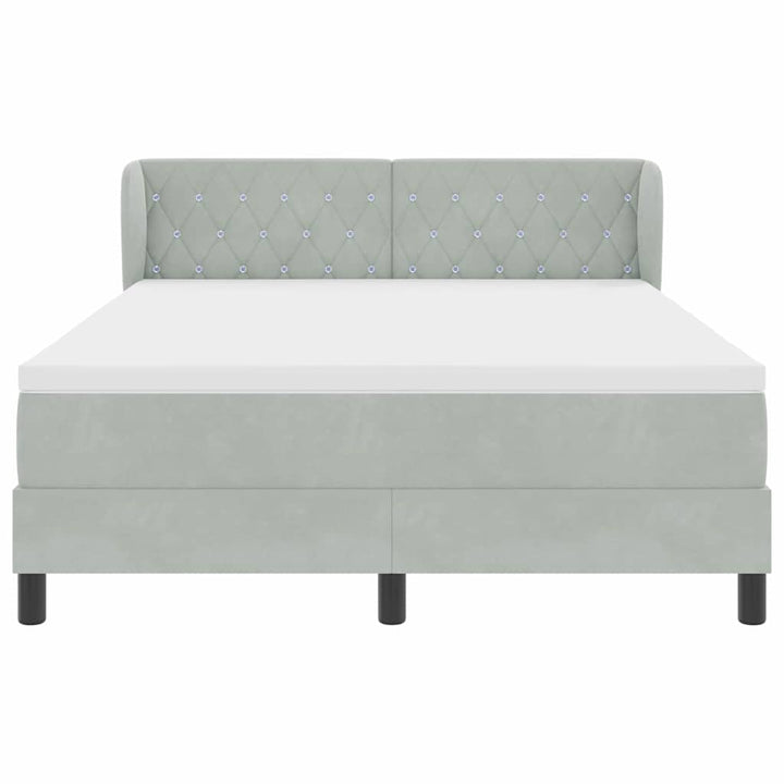 Box spring seng med hovedgærde Lysegrå 140 x 190 cm Fløjl