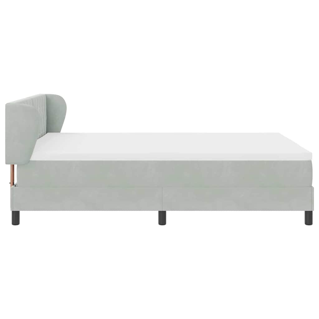 Box spring seng med hovedgærde Lysegrå 140 x 190 cm Fløjl