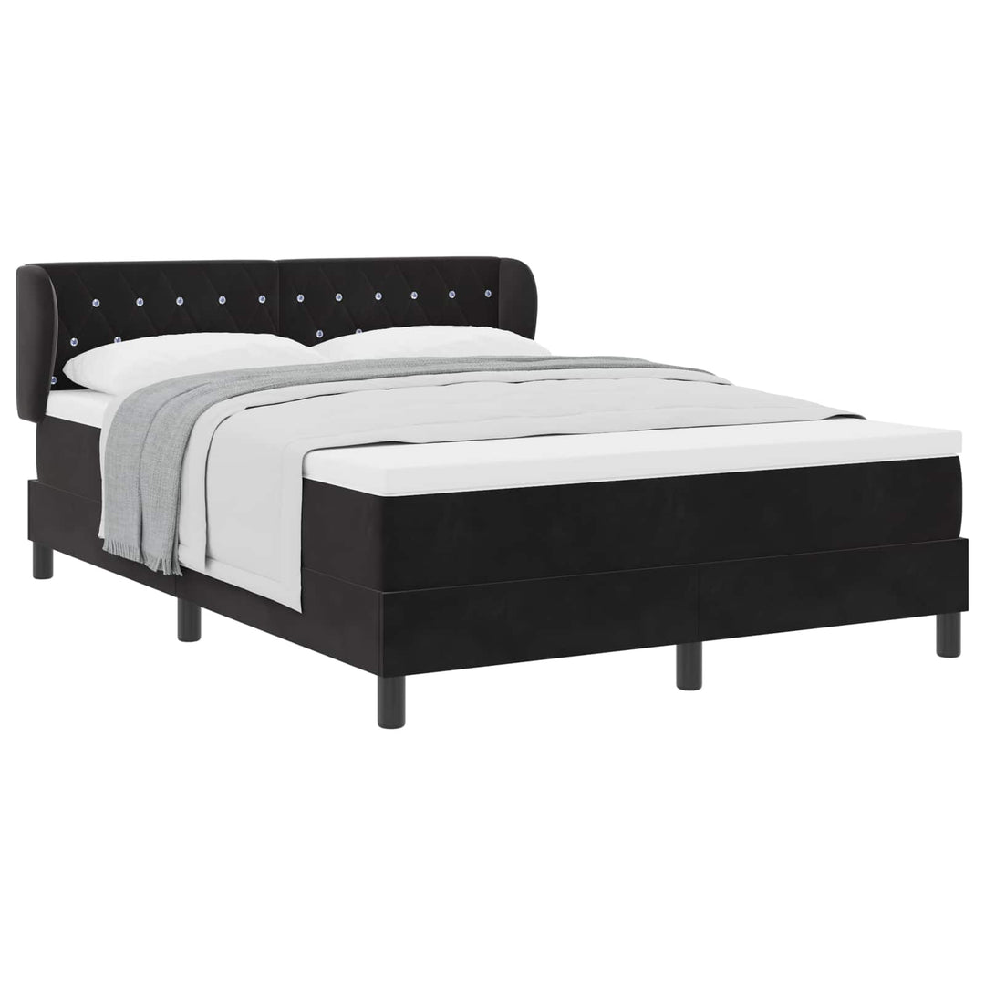 Box spring seng med hovedgærde Sort 140 x 190 cm Fløjl