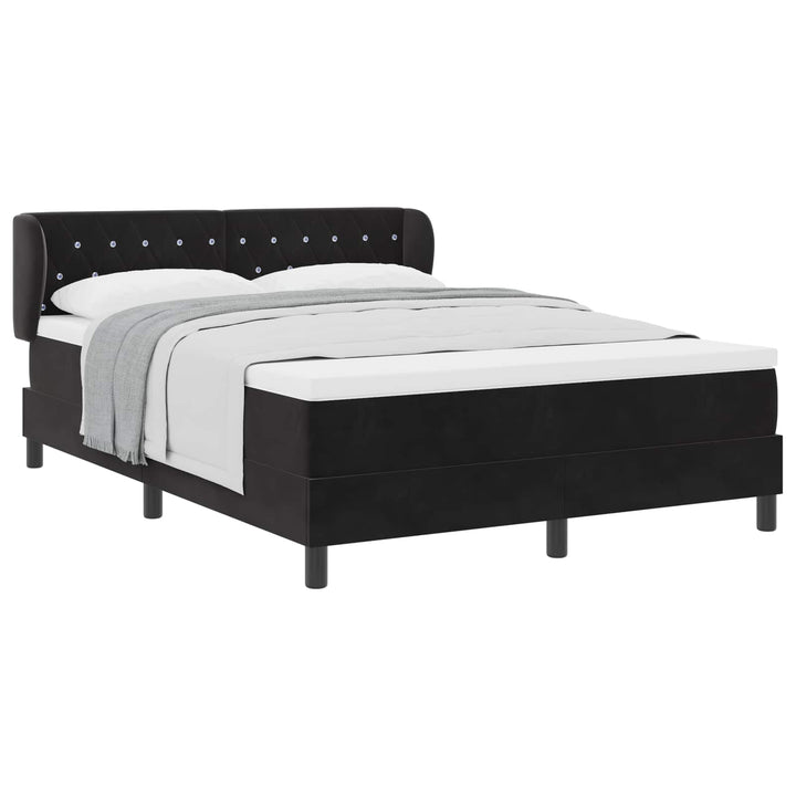 Box spring seng med hovedgærde Sort 140 x 190 cm Fløjl