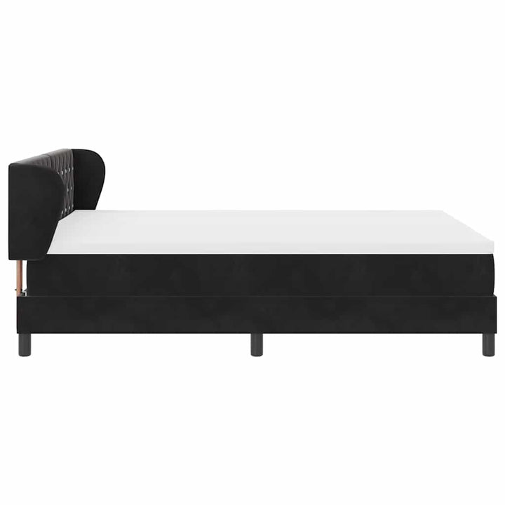 Box spring seng med hovedgærde Sort 140 x 190 cm Fløjl