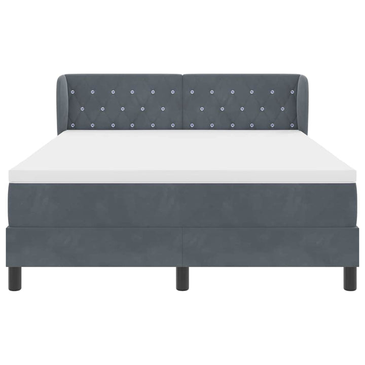 Box spring seng med hovedgærde Mørkegrå 140 x 200 cm Fløjl
