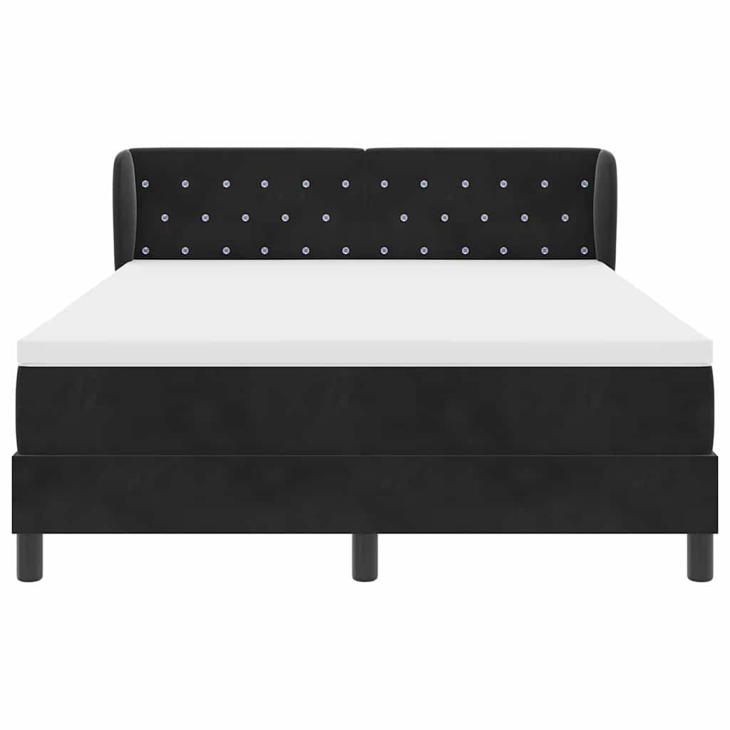 Box spring seng med hovedgærde Sort 140 x 200 cm Fløjl