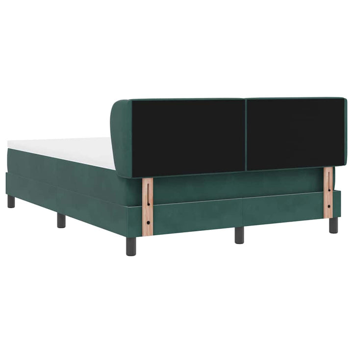 Box spring seng med hovedgærde Mørkegrøn 140 x 200 cm Fløjl
