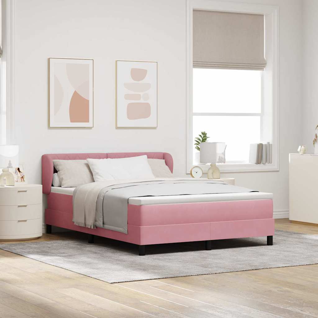 Box spring seng med hovedgærde Lyserød 140 x 200 cm Fløjl
