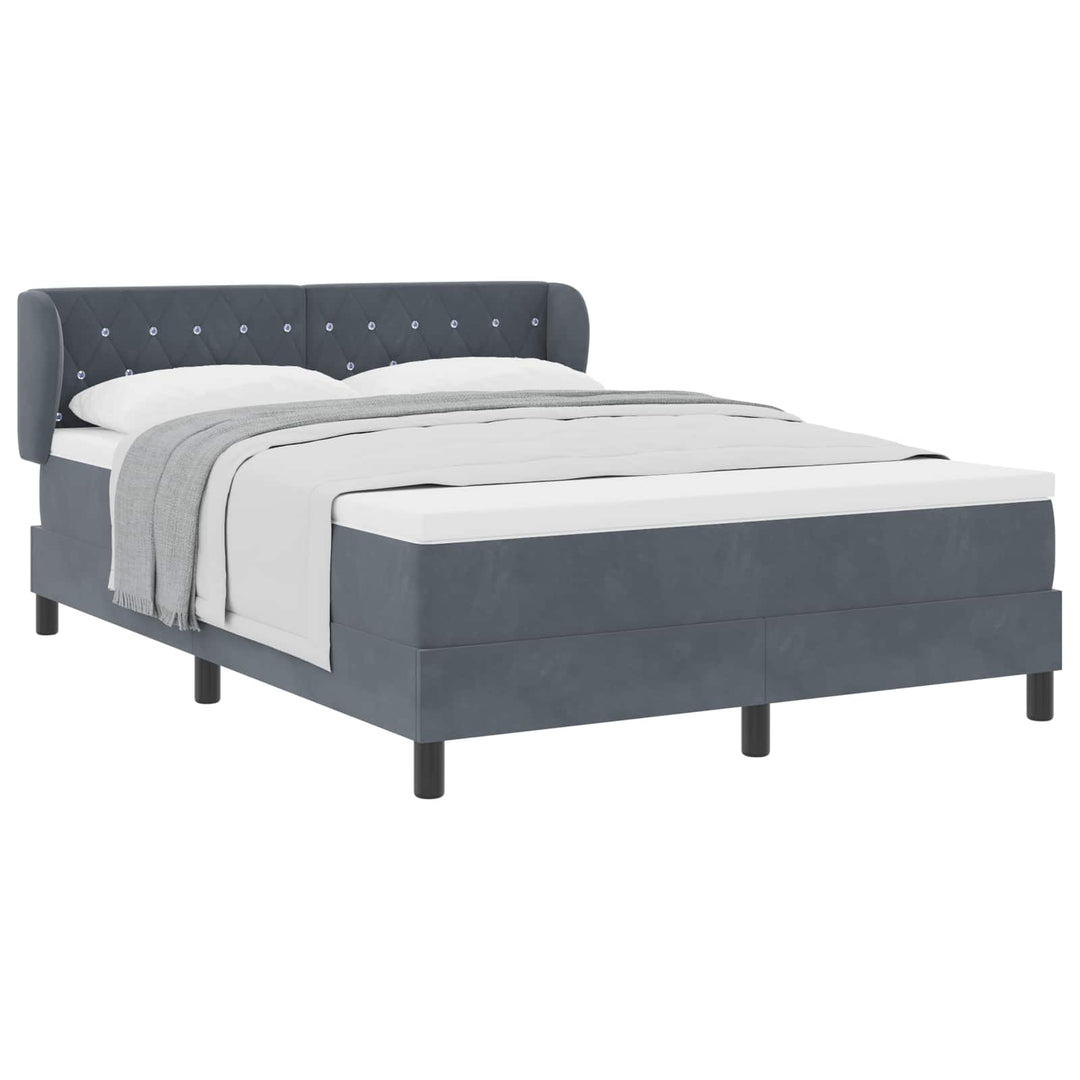 Box spring seng med hovedgærde Mørkegrå 160 x 200 cm Fløjl