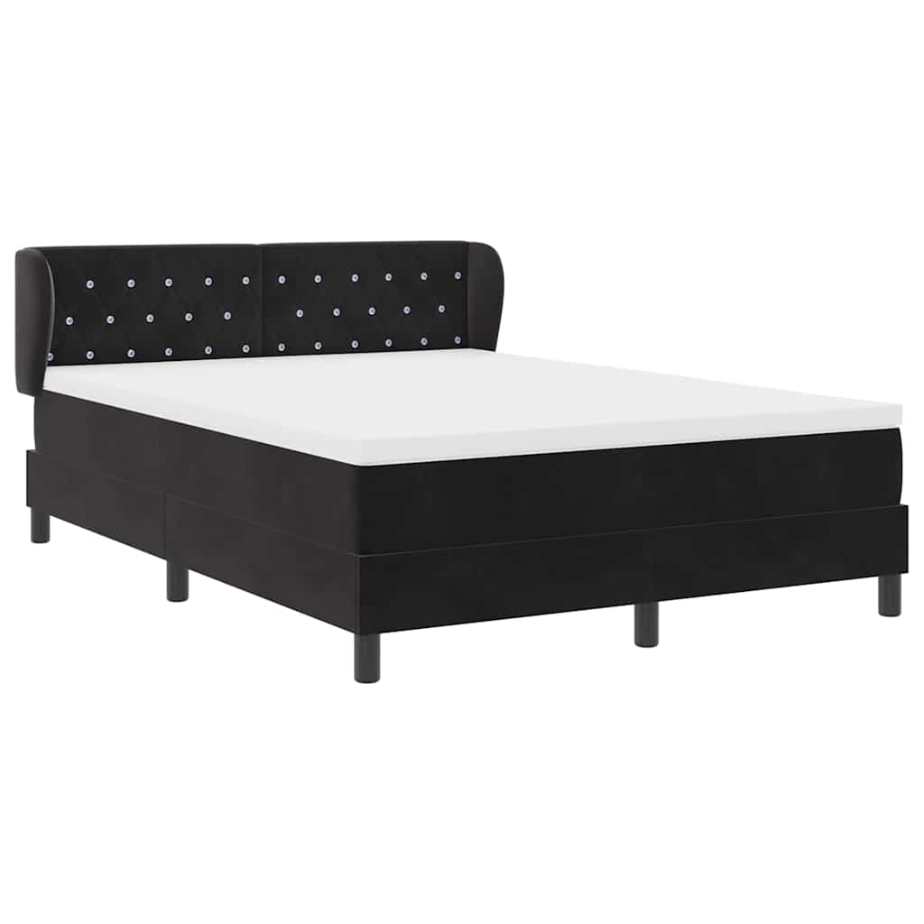 Box spring seng med hovedgærde Sort 160 x 200 cm Fløjl