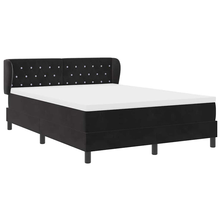 Box spring seng med hovedgærde Sort 160 x 200 cm Fløjl