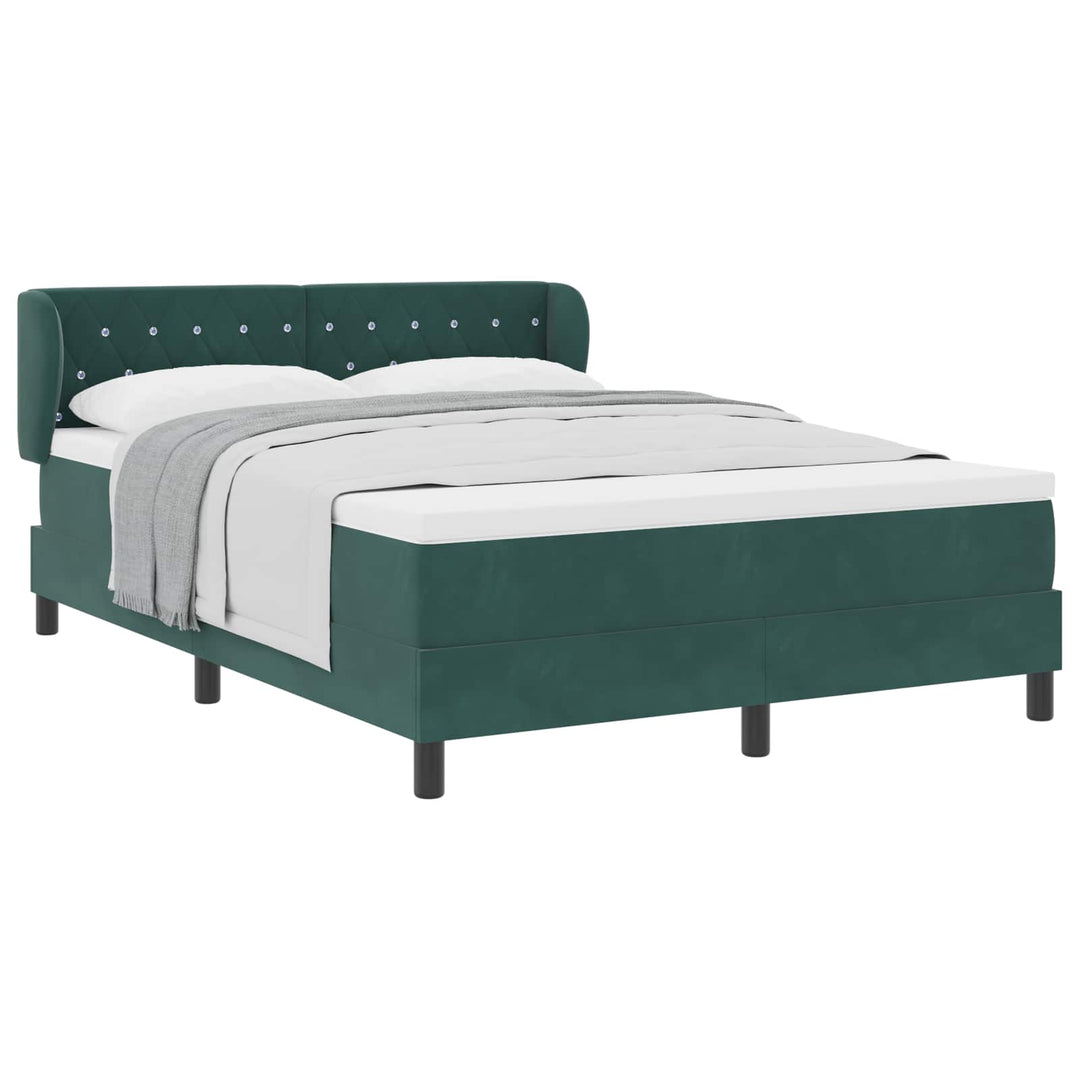 Box spring seng med hovedgærde Mørkegrøn 160 x 200 cm Fløjl