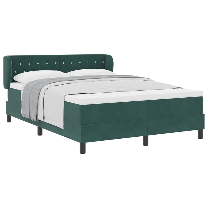Box spring seng med hovedgærde Mørkegrøn 160 x 200 cm Fløjl