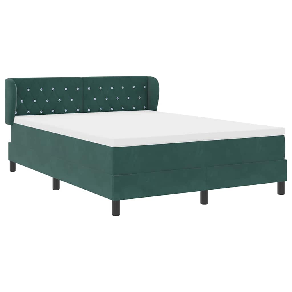 Box spring seng med hovedgærde Mørkegrøn 160 x 200 cm Fløjl