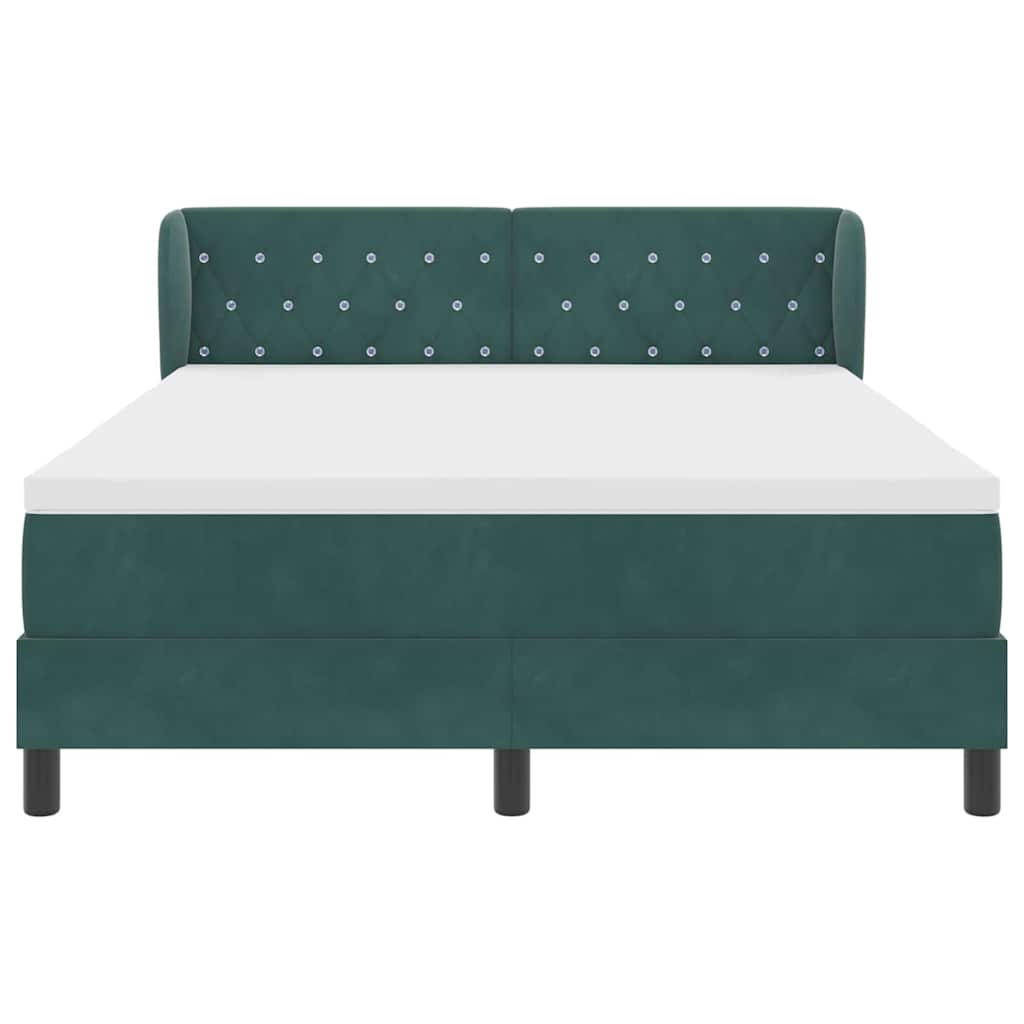 Box spring seng med hovedgærde Mørkegrøn 160 x 200 cm Fløjl