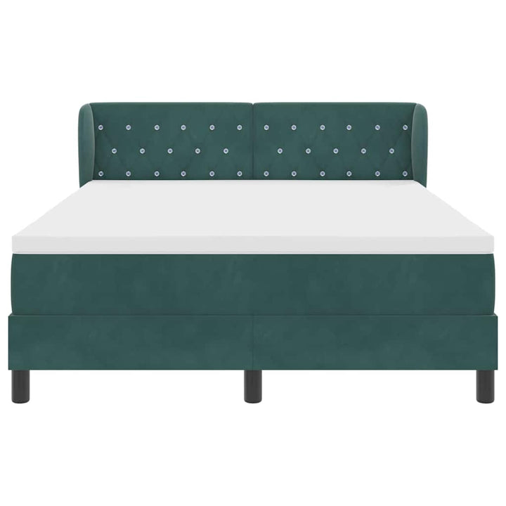 Box spring seng med hovedgærde Mørkegrøn 160 x 200 cm Fløjl