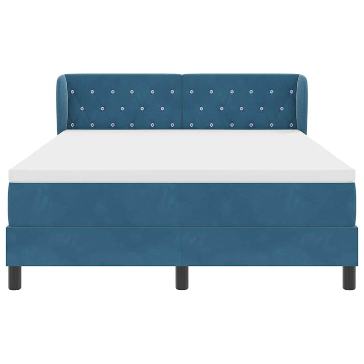Box spring seng med hovedgærde Mørkeblå 160 x 200 cm Fløjl
