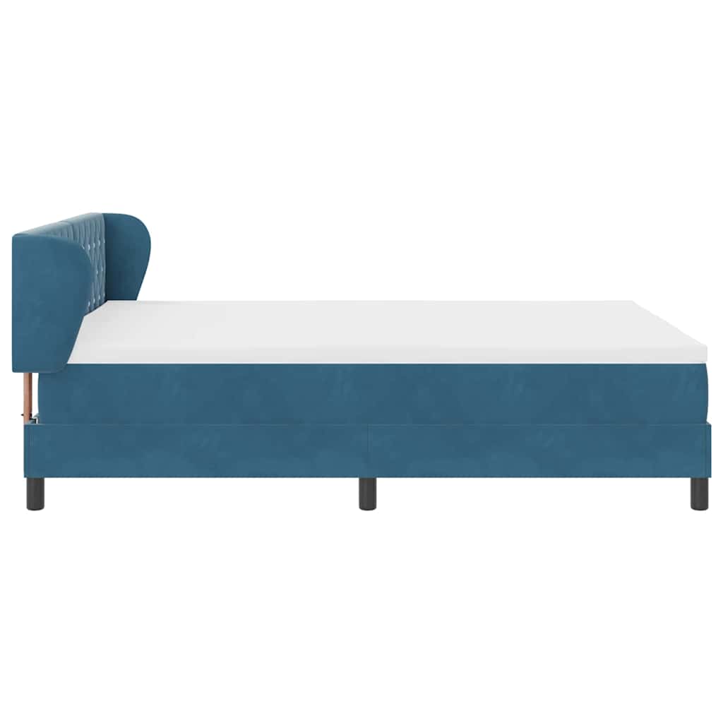 Box spring seng med hovedgærde Mørkeblå 160 x 200 cm Fløjl