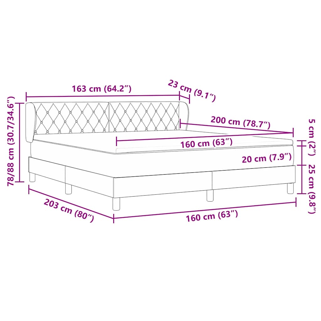 Box spring seng med hovedgærde Mørkeblå 160 x 200 cm Fløjl