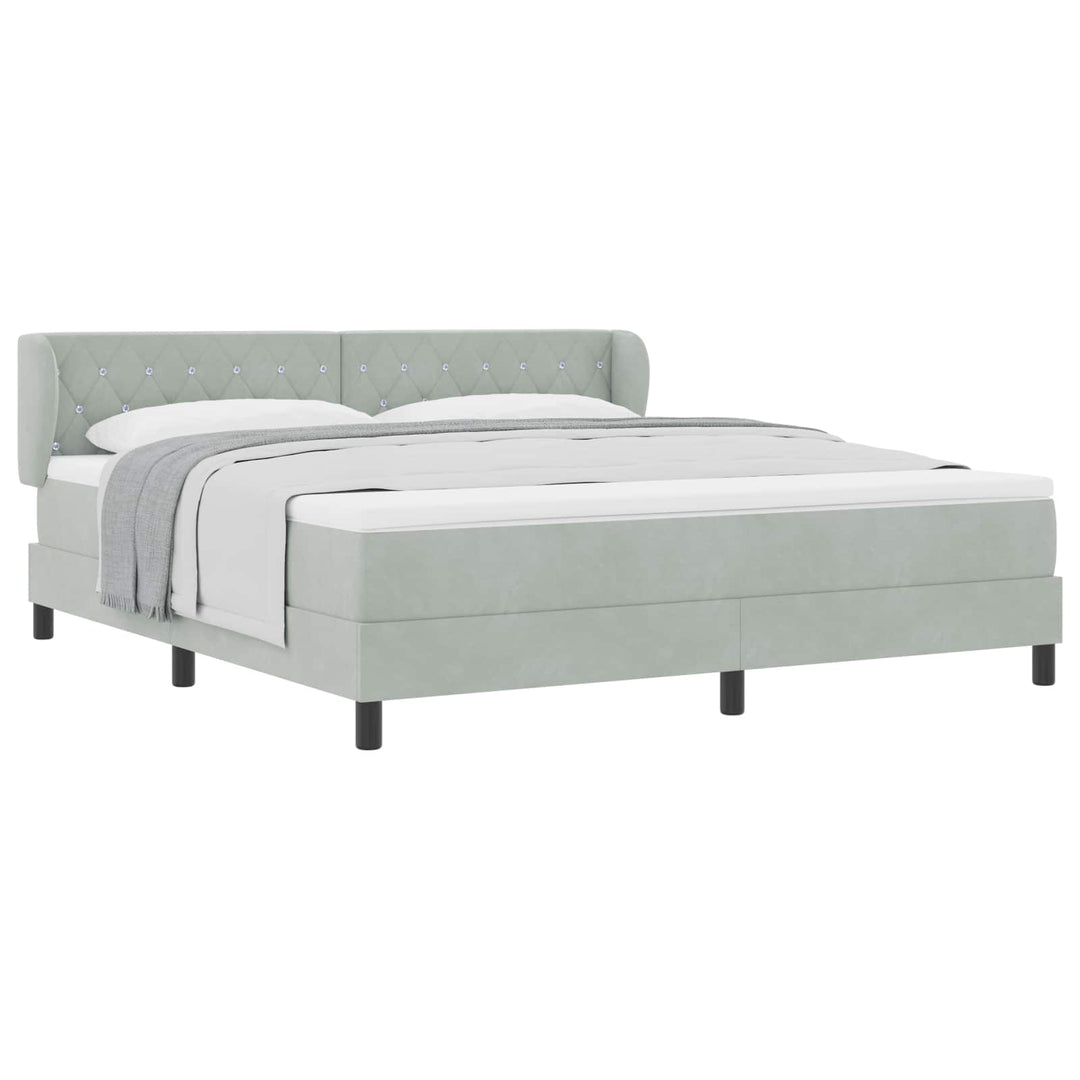 Box spring seng med hovedgærde Lysegrå 180 x 200 cm Fløjl