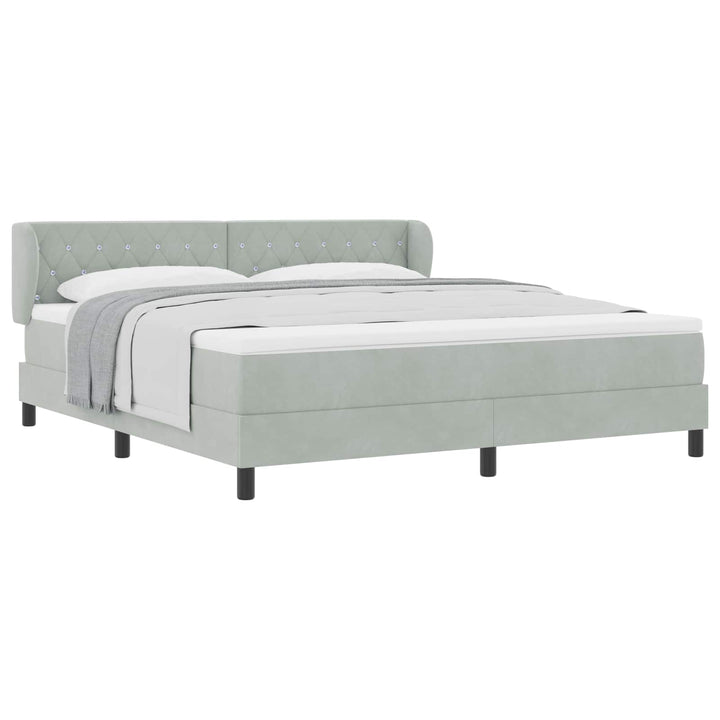Box spring seng med hovedgærde Lysegrå 180 x 200 cm Fløjl