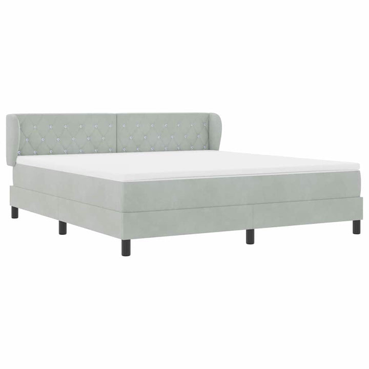 Box spring seng med hovedgærde Lysegrå 180 x 200 cm Fløjl