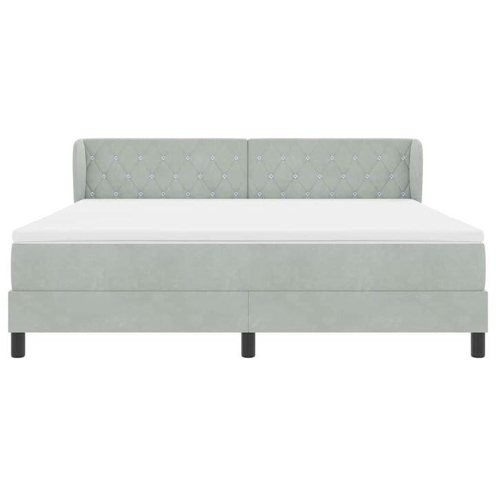Box spring seng med hovedgærde Lysegrå 180 x 200 cm Fløjl