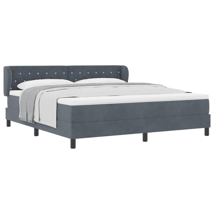 Box spring seng med hovedgærde Mørkegrå 180 x 200 cm Fløjl
