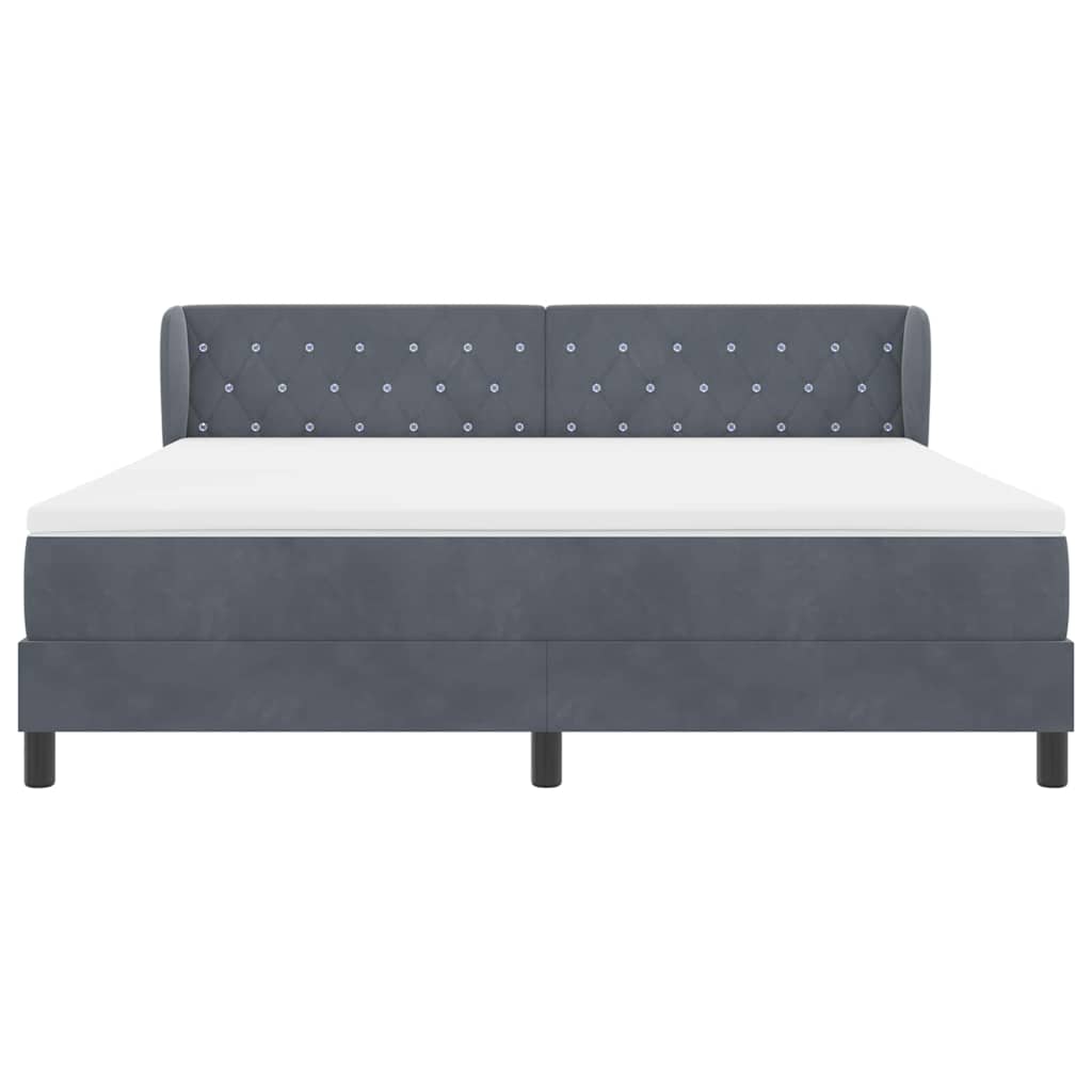 Box spring seng med hovedgærde Mørkegrå 180 x 200 cm Fløjl