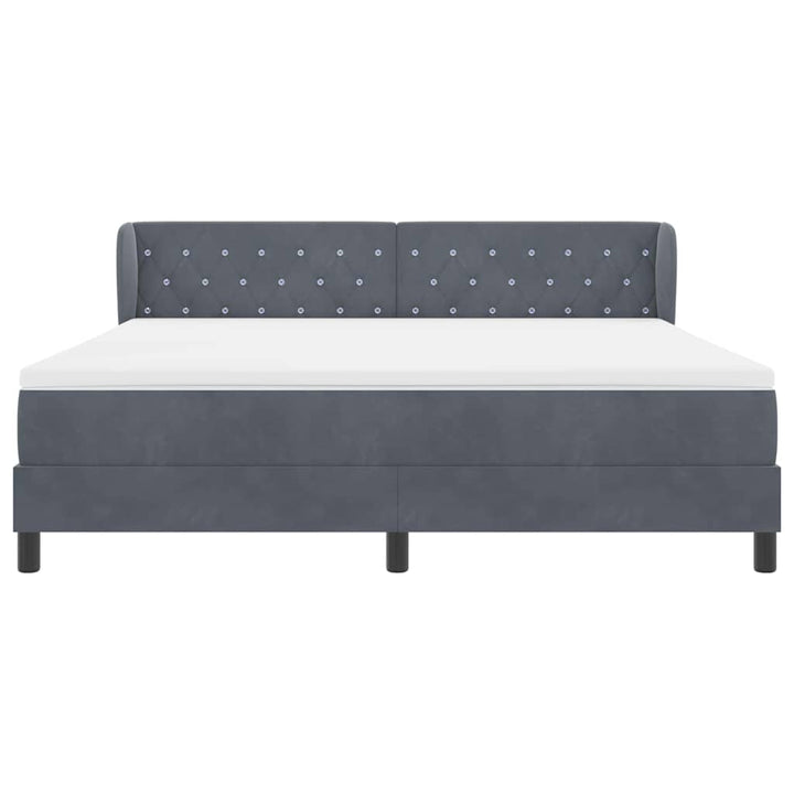 Box spring seng med hovedgærde Mørkegrå 180 x 200 cm Fløjl