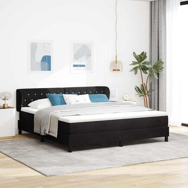 Box spring seng med hovedgærde Sort 180 x 200 cm Fløjl