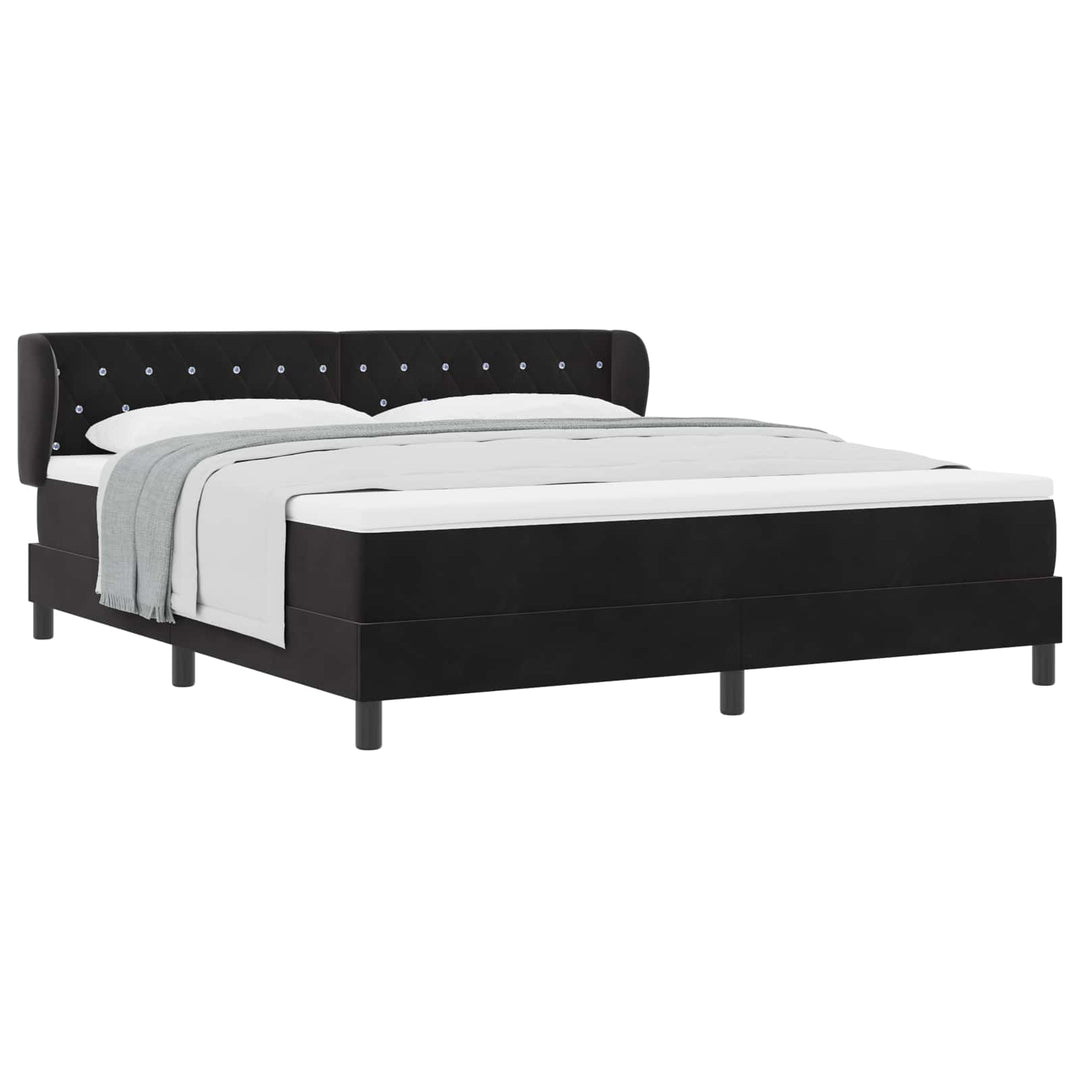 Box spring seng med hovedgærde Sort 180 x 200 cm Fløjl