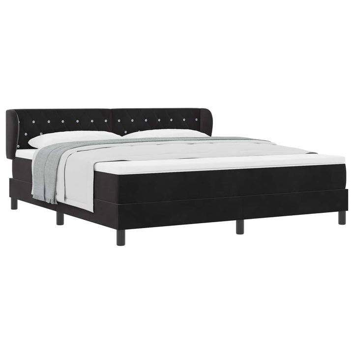 Box spring seng med hovedgærde Sort 180 x 200 cm Fløjl