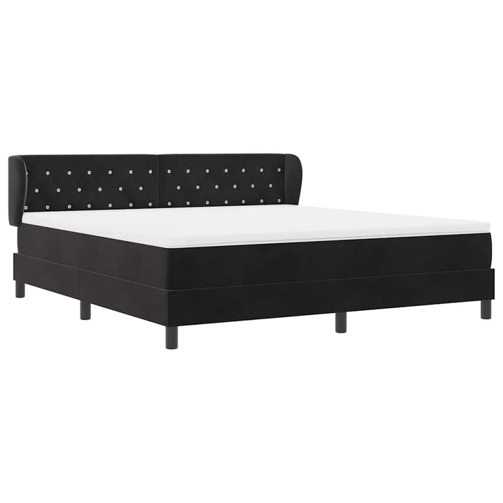 Box spring seng med hovedgærde Sort 180 x 200 cm Fløjl