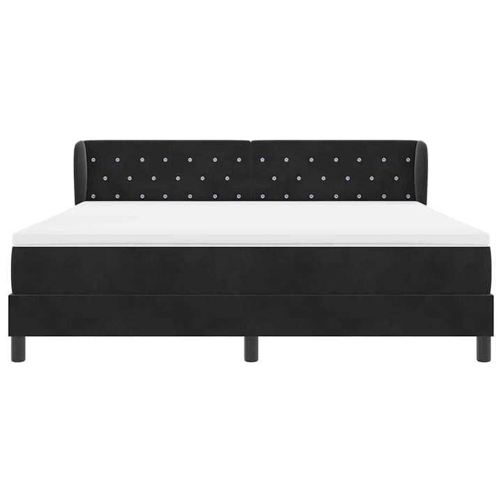 Box spring seng med hovedgærde Sort 180 x 200 cm Fløjl