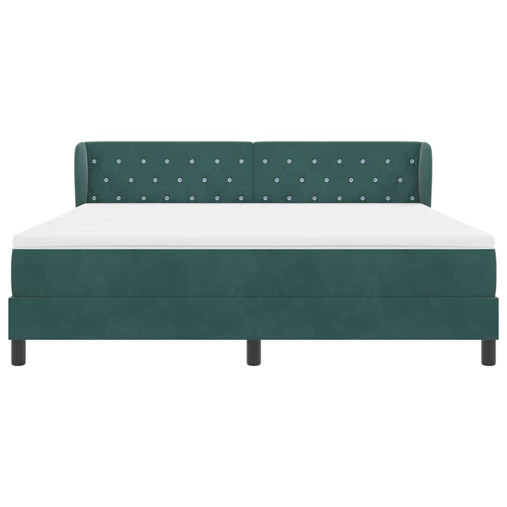 Box spring seng med hovedgærde Mørkegrøn 180 x 200 cm Fløjl